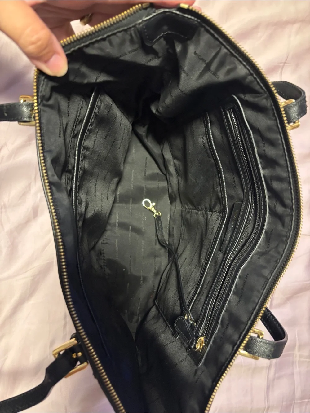 Michael Kors Black Leather Saffiano Tote with Gold Hardware